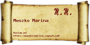 Meszko Marina névjegykártya